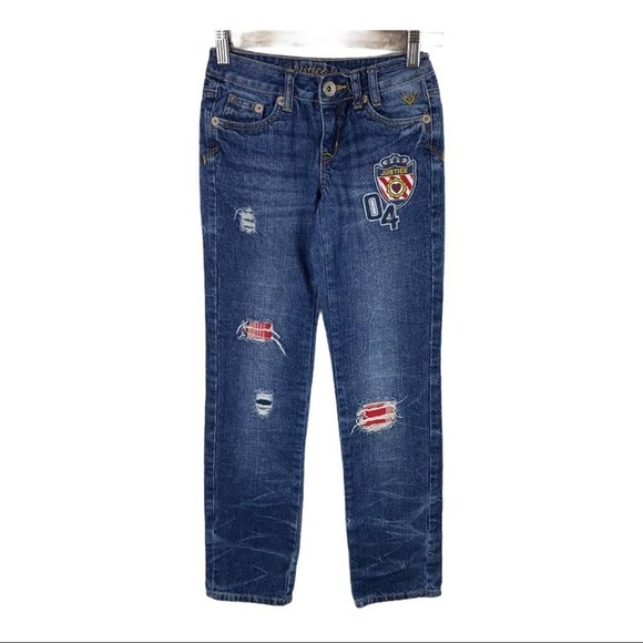 3/$20 Justice Girls Patch Jeans Size 10S - Picture 2 of 11